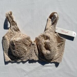 Triumph Amourette 300 Lined Underwire Bra US 36G Beige Lace
